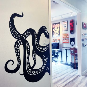 octopus tentacle mural in San Antonio home interior